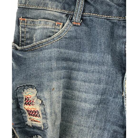 Mudd Girls Stretch Embroidered Patch Cutoff Hem Denim Distressed Shorts Size 16 - Picture 5 of 9